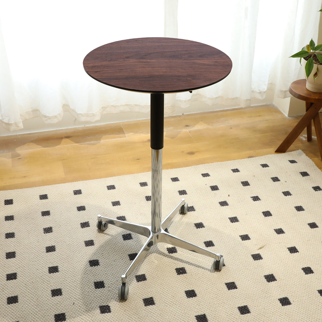 Movable Adjustable Bar Table Pub Table 360 Swivel Counter Bar Height Aluminum Star Base Movable For Stand Desk Bistro Table Dining Room Home Kitchen Table Brown Aluminium Alloy