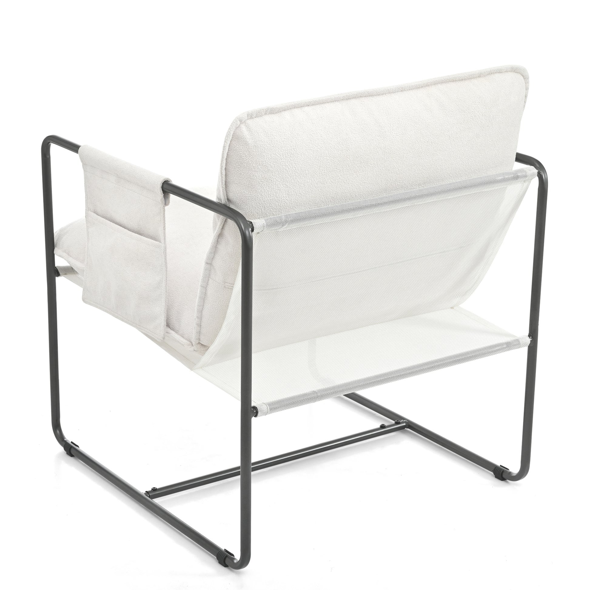 2 Sets 1 Case, Upholstered Hanging Armchair With Arm Pocket Metal Frame, Crushed Foamcushions And Skin Friendly Braid For Living Room And Bedroom. White Color White Foam Polyester