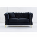 3 Seater 3 Seater Combination Sofa Tufted Couch With Rolled Arms And For Living Room, Bedroom, Office, Apartment, Four Pillows Black Foam Velvet