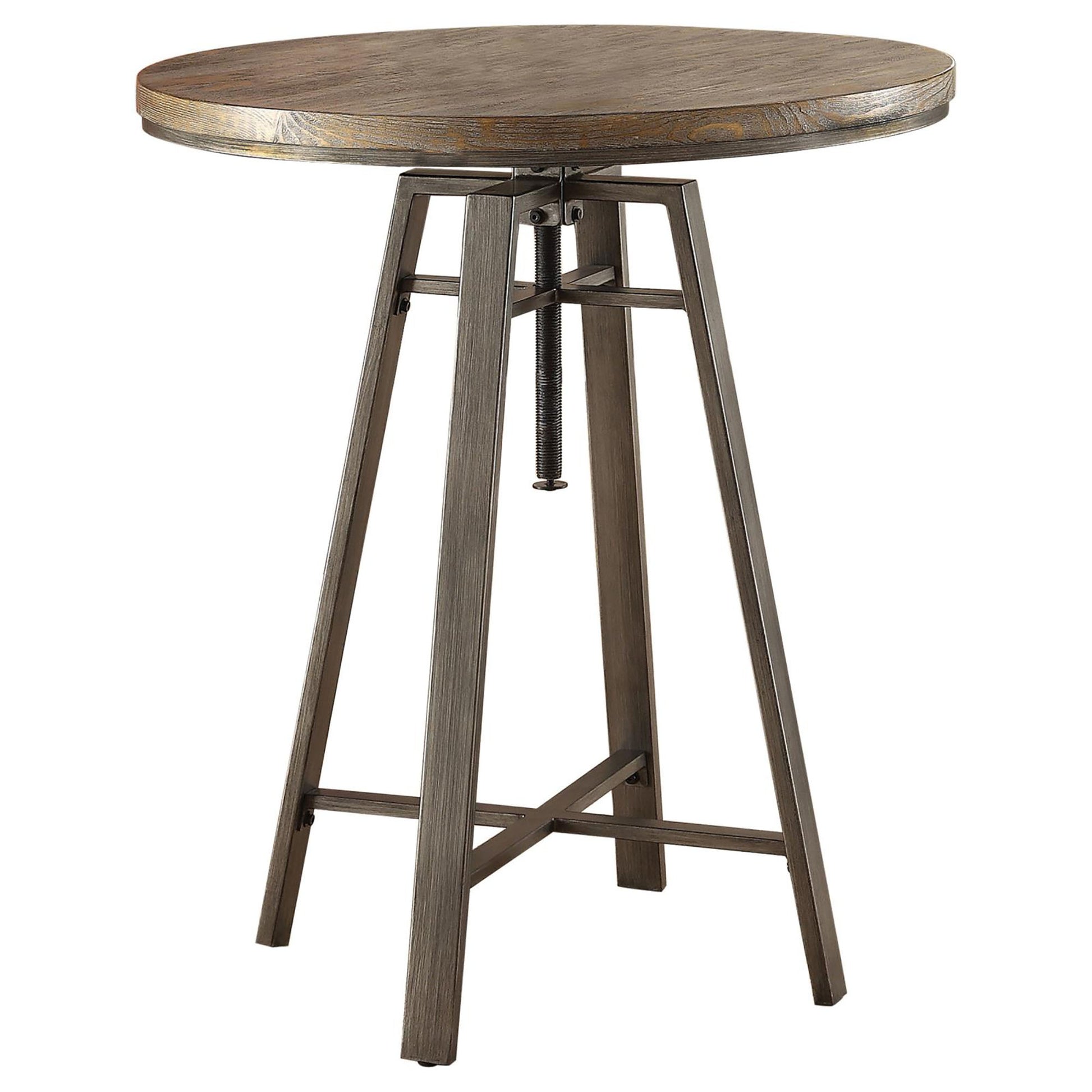 Brushed Nutmeg And Slate Grey Adjustable Height Bar Table Brown Seats 2 Dining Room Industrial Tabeltop Round Coffee & End Tables Metal