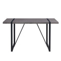 Industrial Rectangular Mdf Material Gray Dining Table With Texture, Equipped With A 1.57 Inch Thick Tabletop And Black Metal Legs, Used For Writing Desks, Kitchen Terraces, Dining Rooms 1529 Grey Mdf