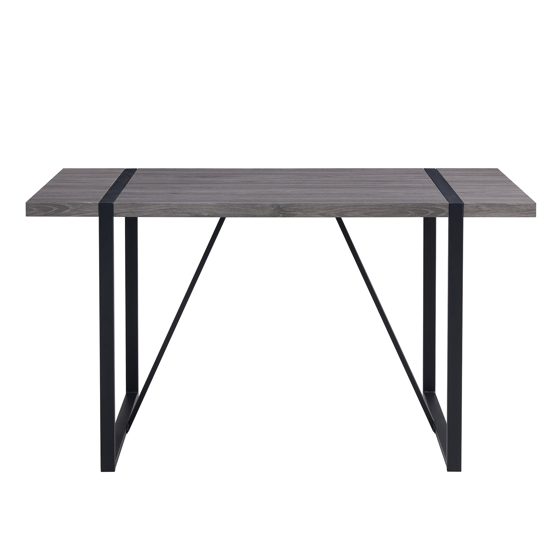 Industrial Rectangular Mdf Material Gray Dining Table With Texture, Equipped With A 1.57 Inch Thick Tabletop And Black Metal Legs, Used For Writing Desks, Kitchen Terraces, Dining Rooms 1529 Grey Mdf
