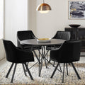 Black Channeled Sloped Arm Swivel Chair Black Dining Room Spot Clean Industrial Arm Chair Tufted Back Foam Upholstered