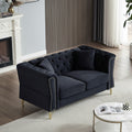 3 Seater 2 Seater Combination Sofa Tufted Couch With Rolled Arms And For Living Room, Bedroom, Office, Apartment, Four Pillows Black Foam Velvet