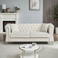 3 Seater 3 Seater Combination Sofa Tufted Couch With Rolled Arms And For Living Room, Bedroom, Office, Apartment, Four Pillows Beige Foam Velvet