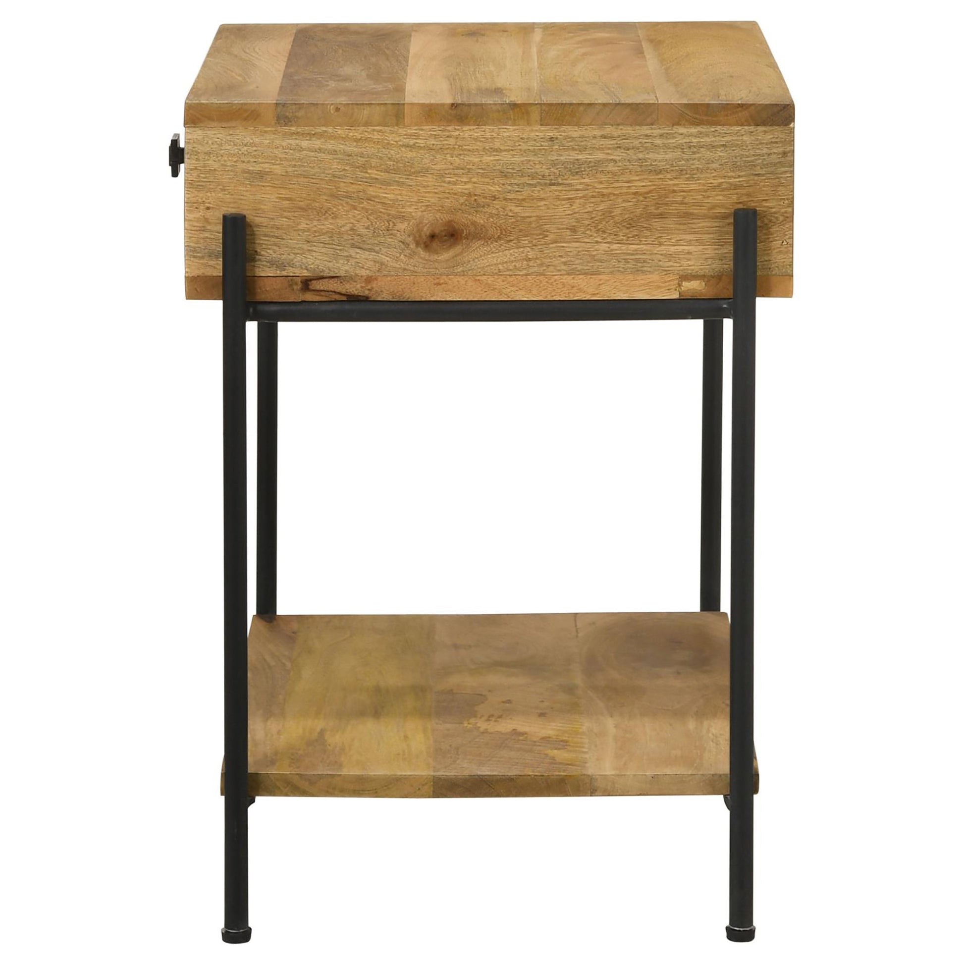 Natural Mango 1 Drawer Accent Table With Bottom Shelf Brown Primary Living Space Farmhouse,Rustic Mango Rectangular Drawers Coffee & End Tables Wood