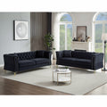 3 Seater 3 Seater Combination Sofa Tufted Couch With Rolled Arms And For Living Room, Bedroom, Office, Apartment, Four Pillows Black Foam Velvet