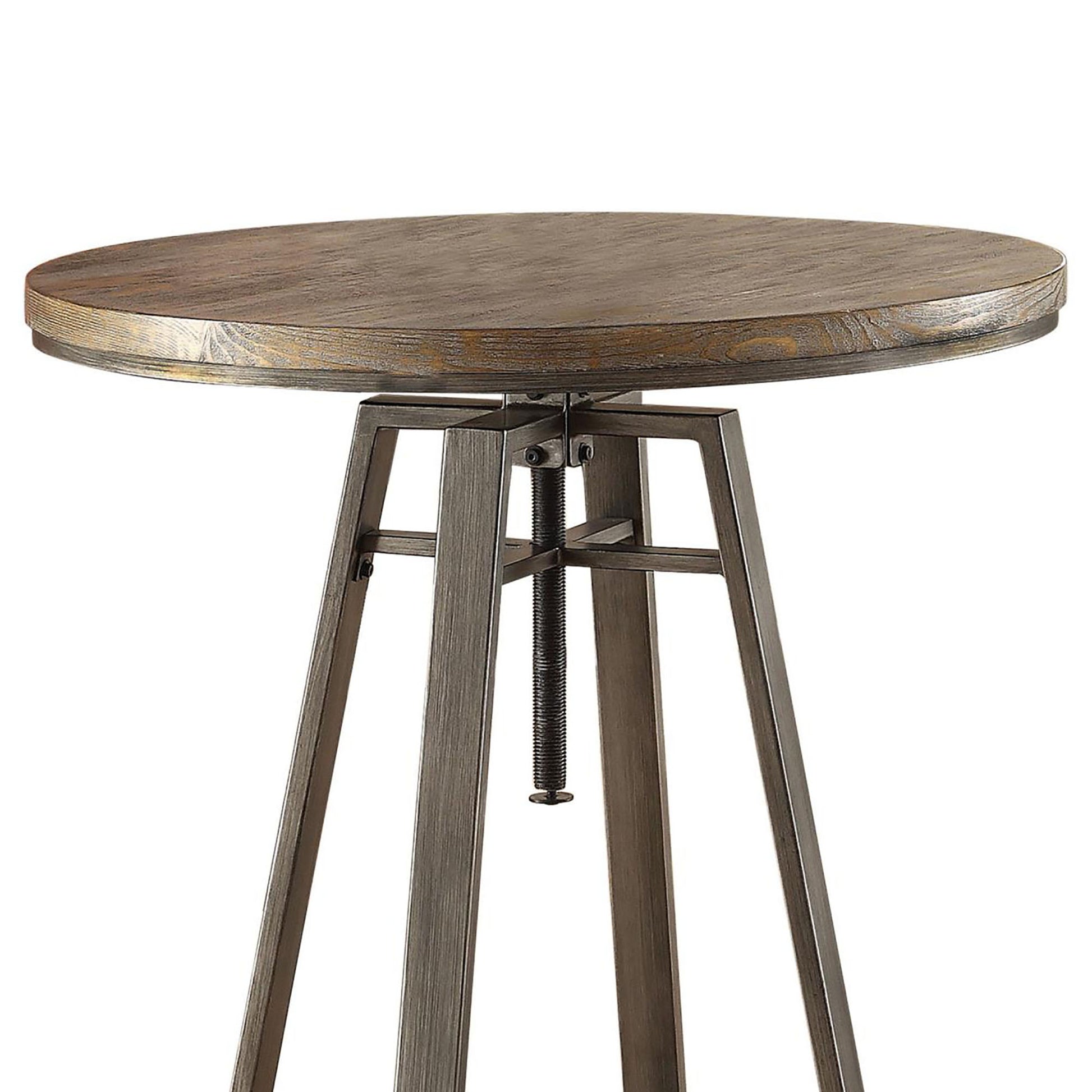 Brushed Nutmeg And Slate Grey Adjustable Height Bar Table Brown Seats 2 Dining Room Industrial Tabeltop Round Coffee & End Tables Metal