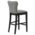 Grey And Black Stool With Trim Set Of 2 Grey Dining Room Wipe Clean Transitional Bar Stools Solid Back Foam Upholstered