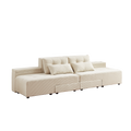 Convertible 3 In 1 Sleeper Sofa And Sectional Sofa With 4 Storage Space For Living Room,Corduroy Couch With 4 Pillows,Corduroy Beige Corduroy 3 Seat
