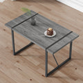 Industrial Rectangular Mdf Material Gray Dining Table With Texture, Equipped With A 1.57 Inch Thick Tabletop And Black Metal Legs, Used For Writing Desks, Kitchen Terraces, Dining Rooms 1529 Grey Mdf
