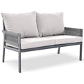 K&K 4 Piece Rope Patio Furniture Set, Outdoor Furniture With Tempered Glass Table, Patio Conversation Set Deep Seating With Thick Cushion For Backyard Porch Balcony Grey Yes Complete Patio Set Grey Weather Resistant Frame Fade Resistant Cushion Garden &