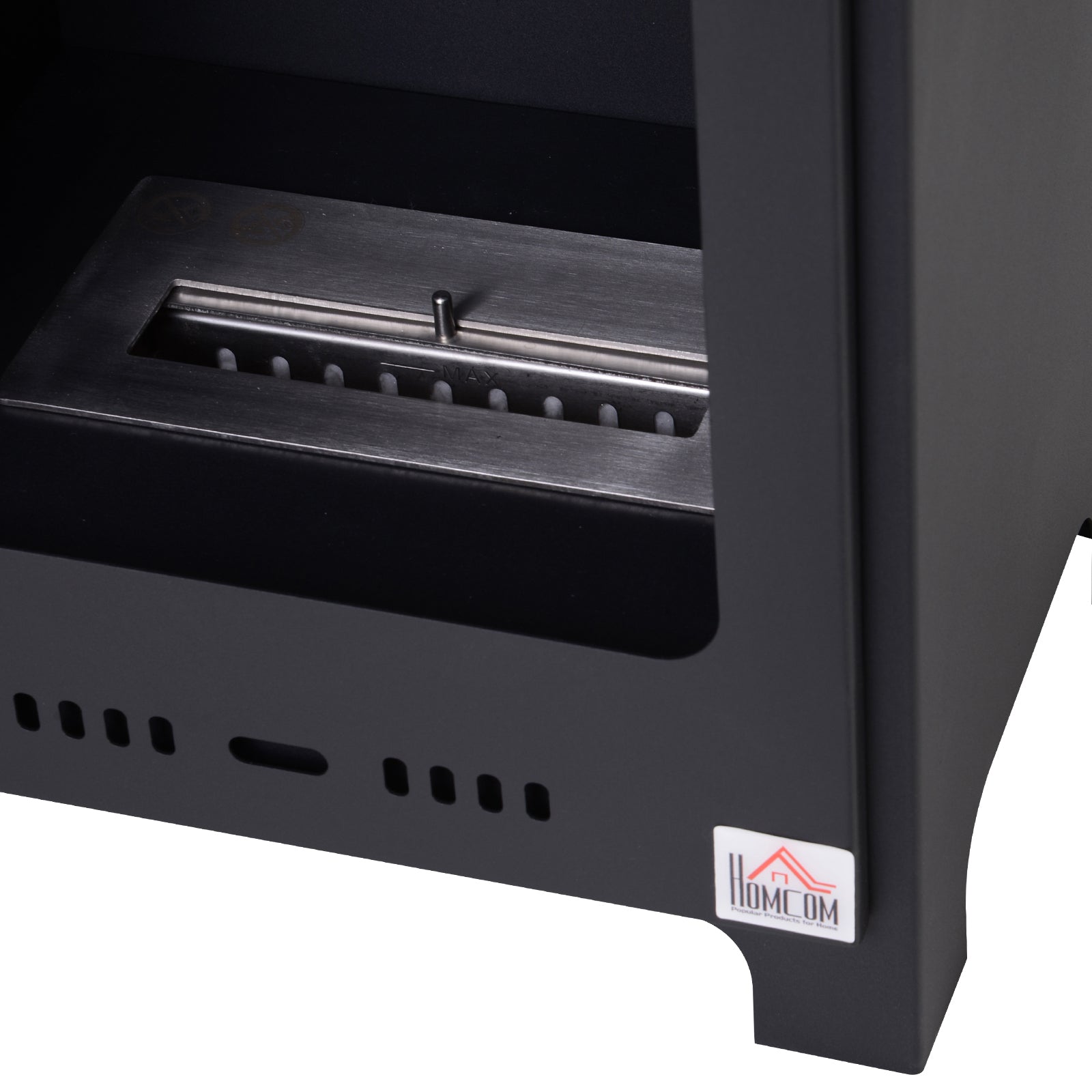 Homcom 19.75" Ethanol Fireplace, Freestanding Alcohol Fireplace Stove With 0.25 Gal Tank Capacity, Flame Snuffer Black Black Steel