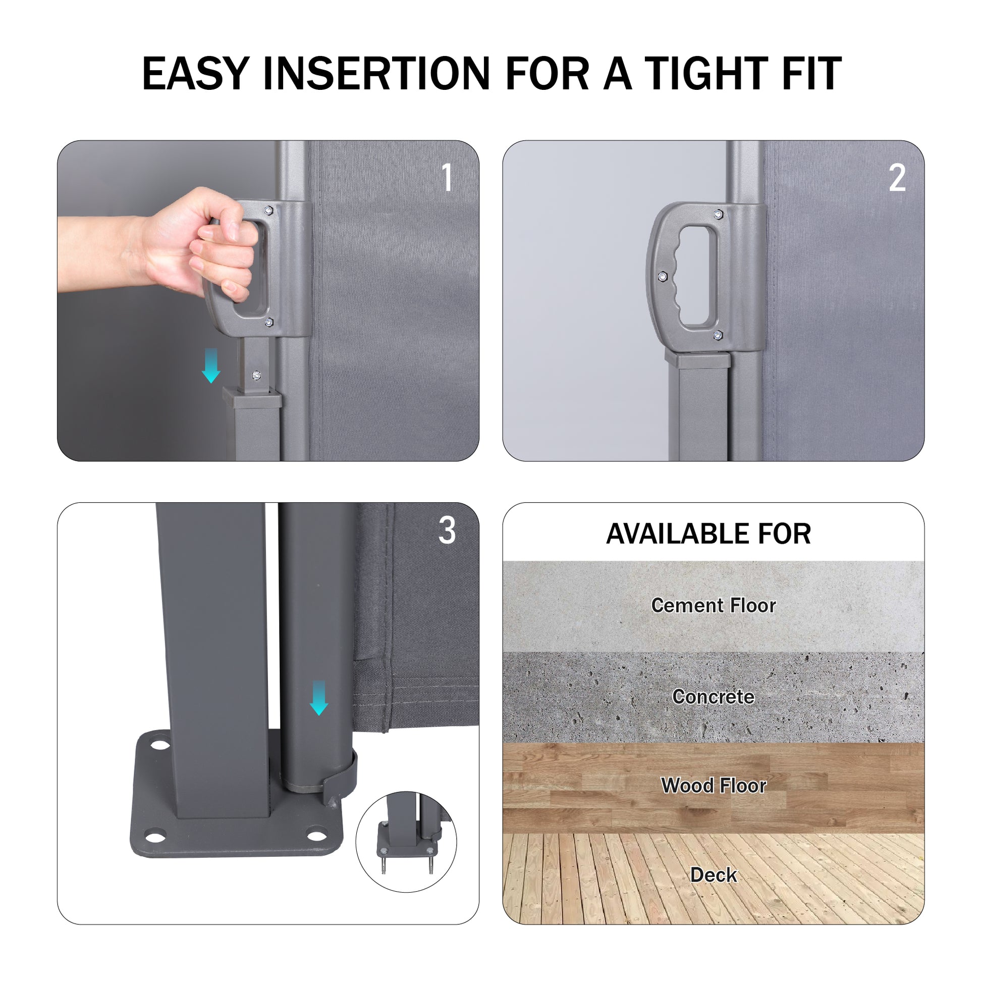 Retractable Side Screen Awning, Uv Resistant, Waterproof, Patio Privacy Screen For Garden, Balcony, Courtyard Dark Grey , 118.1" X 62.99" Grey Rectangular No Foundation Needed Manual Uv Resistant Canopies Polyester Metal