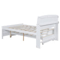 Full Size Platform Bed With Storage Led Headboard, Twin Size Trundle And 3 Drawers, White Box Spring Not Required Full White Bedroom Bed Frame Solid Wood Mdf