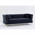 3 Seater 2 Seater Combination Sofa Tufted Couch With Rolled Arms And For Living Room, Bedroom, Office, Apartment, Four Pillows Black Foam Velvet
