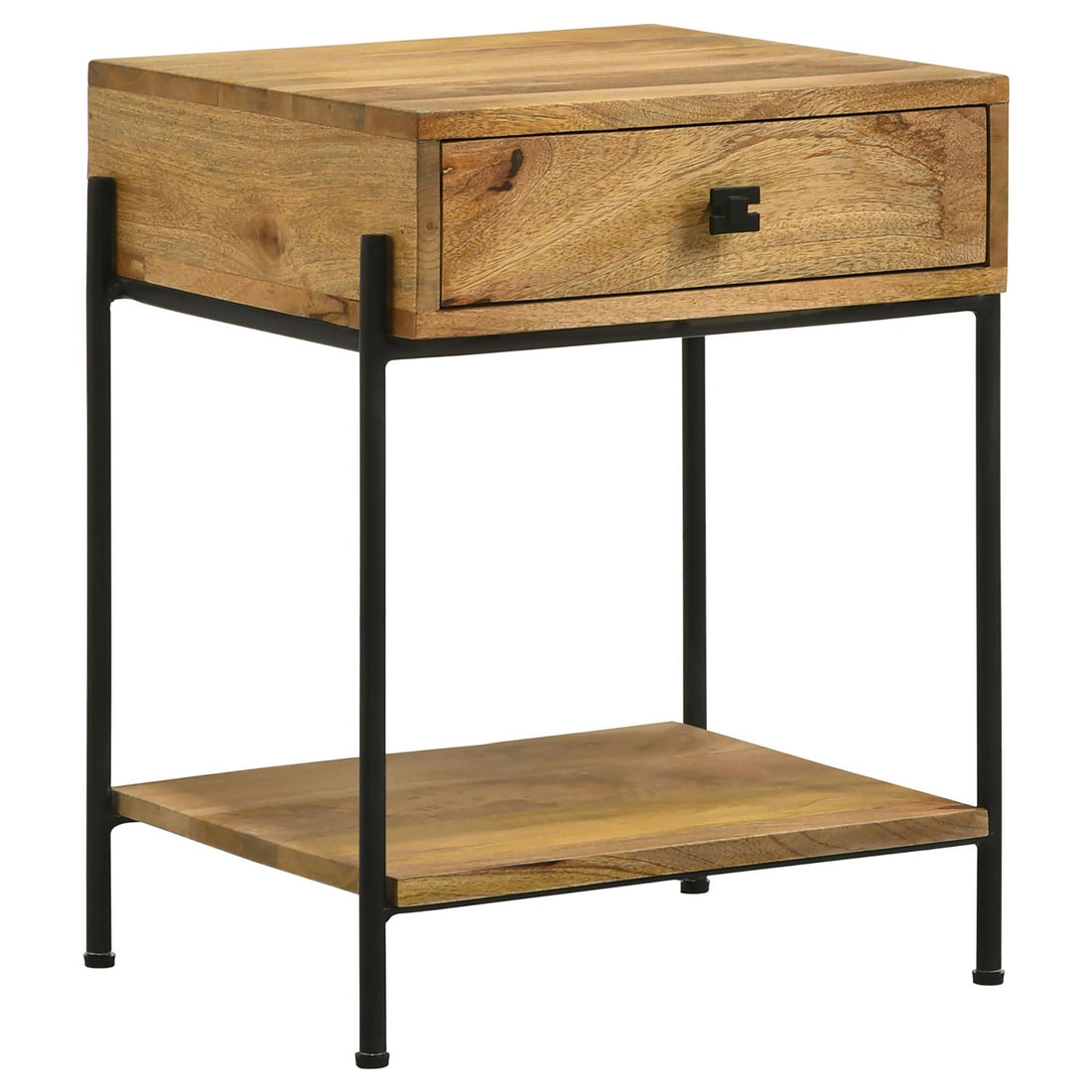 Natural Mango 1 Drawer Accent Table With Bottom Shelf Brown Primary Living Space Farmhouse,Rustic Mango Rectangular Drawers Coffee & End Tables Wood