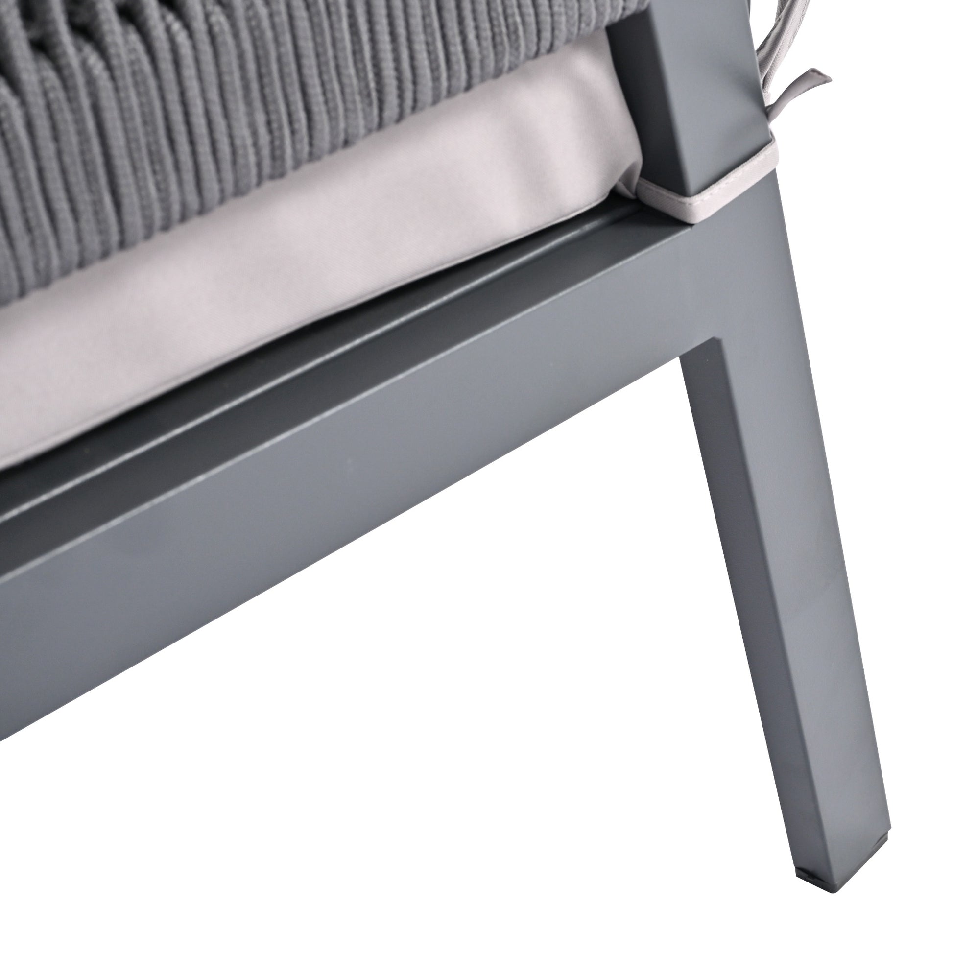 K&K 4 Piece Rope Patio Furniture Set, Outdoor Furniture With Tempered Glass Table, Patio Conversation Set Deep Seating With Thick Cushion For Backyard Porch Balcony Grey Yes Complete Patio Set Grey Weather Resistant Frame Fade Resistant Cushion Garden &