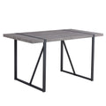Industrial Rectangular Mdf Material Gray Dining Table With Texture, Equipped With A 1.57 Inch Thick Tabletop And Black Metal Legs, Used For Writing Desks, Kitchen Terraces, Dining Rooms 1529 Grey Mdf