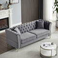 3 Seater 2 Seater Combination Sofa Tufted Couch With Rolled Arms And For Living Room, Bedroom, Office, Apartment, Four Pillows Grey Foam Velvet