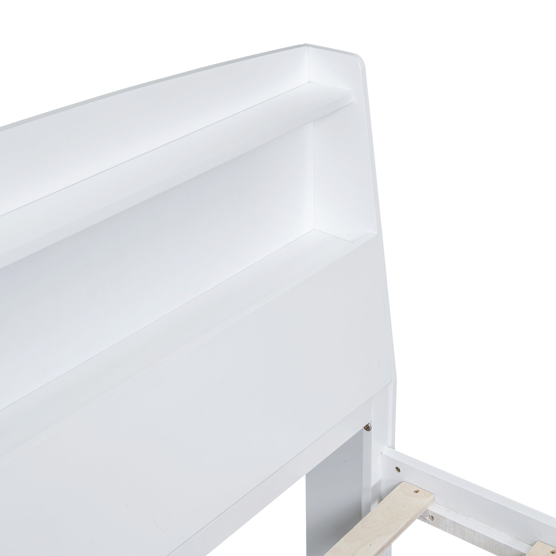 Full Size Platform Bed With Storage Led Headboard, Twin Size Trundle And 3 Drawers, White Box Spring Not Required Full White Bedroom Bed Frame Solid Wood Mdf