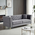 3 Seater 2 Seater Combination Sofa Tufted Couch With Rolled Arms And For Living Room, Bedroom, Office, Apartment, Four Pillows Grey Foam Velvet