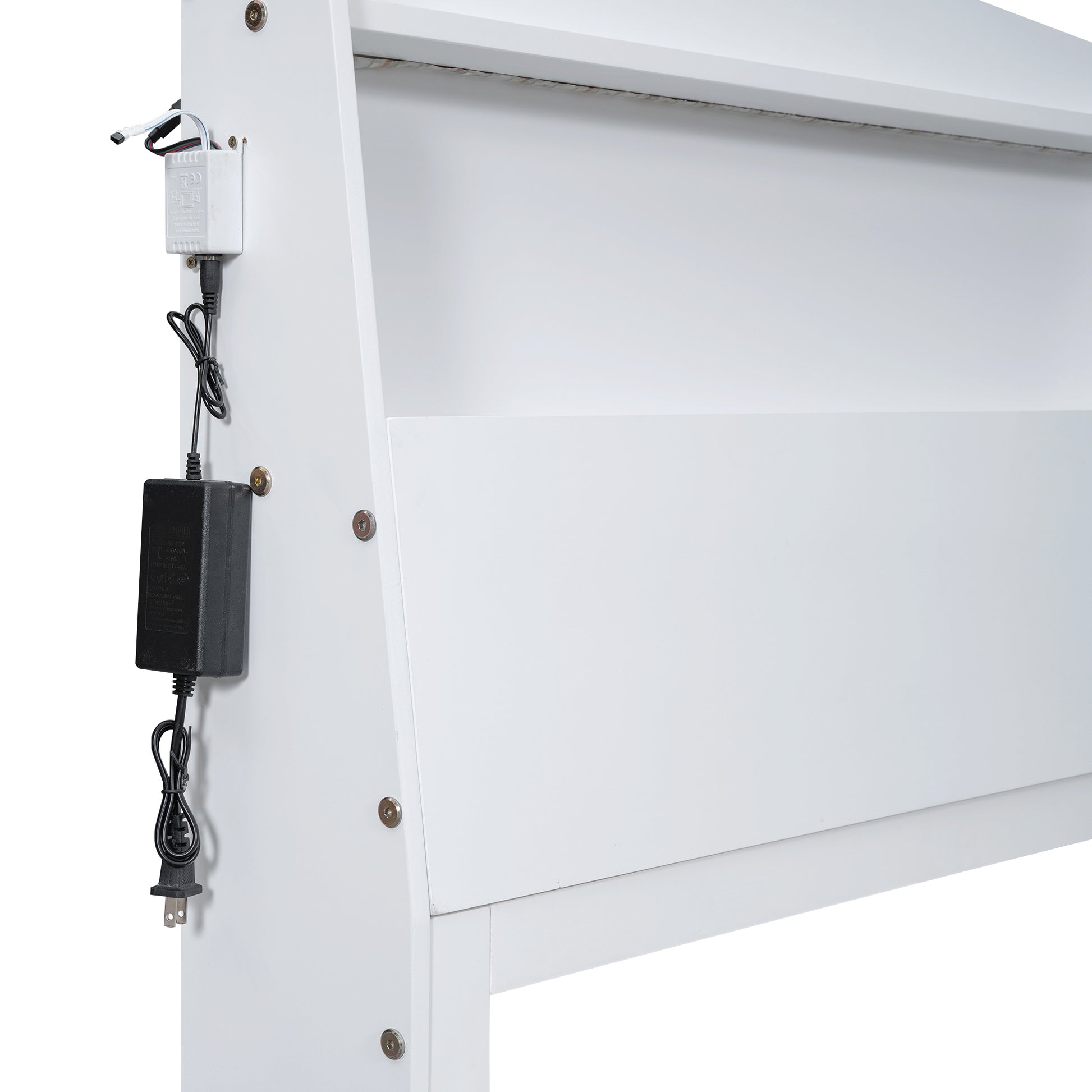 Twin Size Platform Bed With Storage Led Headboard, Twin Size Trundle And 3 Drawers, White Box Spring Not Required Twin White Bedroom Bed Frame Solid Wood Mdf