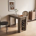Kitchen Bar Table With Storage Shelves Dark Oak Mdf