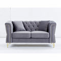 3 Seater 2 Seater Combination Sofa Tufted Couch With Rolled Arms And For Living Room, Bedroom, Office, Apartment, Four Pillows Grey Foam Velvet