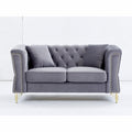3 Seater 3 Seater Combination Sofa Tufted Couch With Rolled Arms And For Living Room, Bedroom, Office, Apartment, Four Pillows Grey Foam Velvet