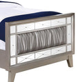 Metallic Twin Mercury Bed Twin Silver Wood Bedroom Glam Kids Faux Leather Wood
