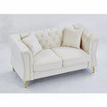3 Seater 3 Seater Combination Sofa Tufted Couch With Rolled Arms And For Living Room, Bedroom, Office, Apartment, Four Pillows Beige Foam Velvet