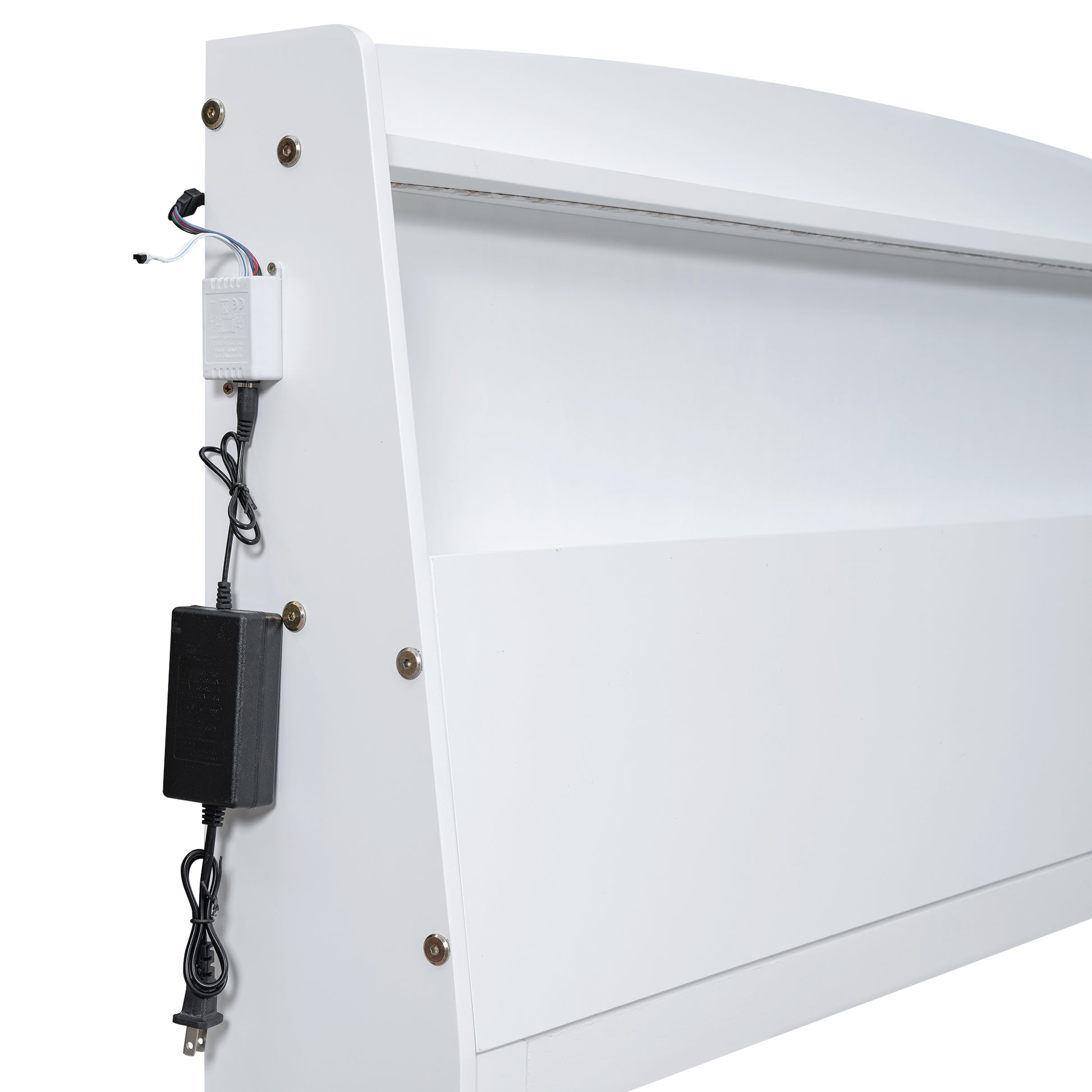 Full Size Platform Bed With Storage Led Headboard, Twin Size Trundle And 3 Drawers, White Box Spring Not Required Full White Bedroom Bed Frame Solid Wood Mdf