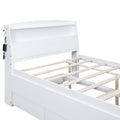 Full Size Platform Bed With Storage Led Headboard, Twin Size Trundle And 3 Drawers, White Box Spring Not Required Full White Bedroom Bed Frame Solid Wood Mdf