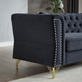 3 Seater 2 Seater Combination Sofa Tufted Couch With Rolled Arms And For Living Room, Bedroom, Office, Apartment, Four Pillows Black Foam Velvet