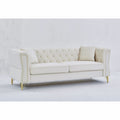 3 Seater 3 Seater Combination Sofa Tufted Couch With Rolled Arms And For Living Room, Bedroom, Office, Apartment, Four Pillows Beige Foam Velvet