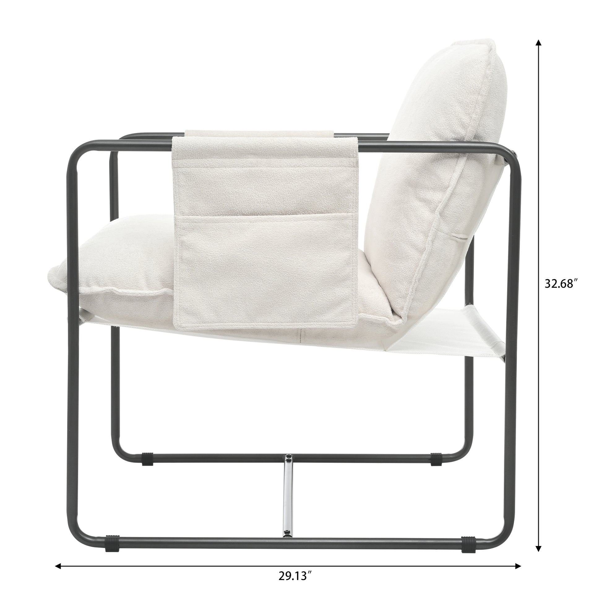 2 Sets 1 Case, Upholstered Hanging Armchair With Arm Pocket Metal Frame, Crushed Foamcushions And Skin Friendly Braid For Living Room And Bedroom. White Color White Foam Polyester