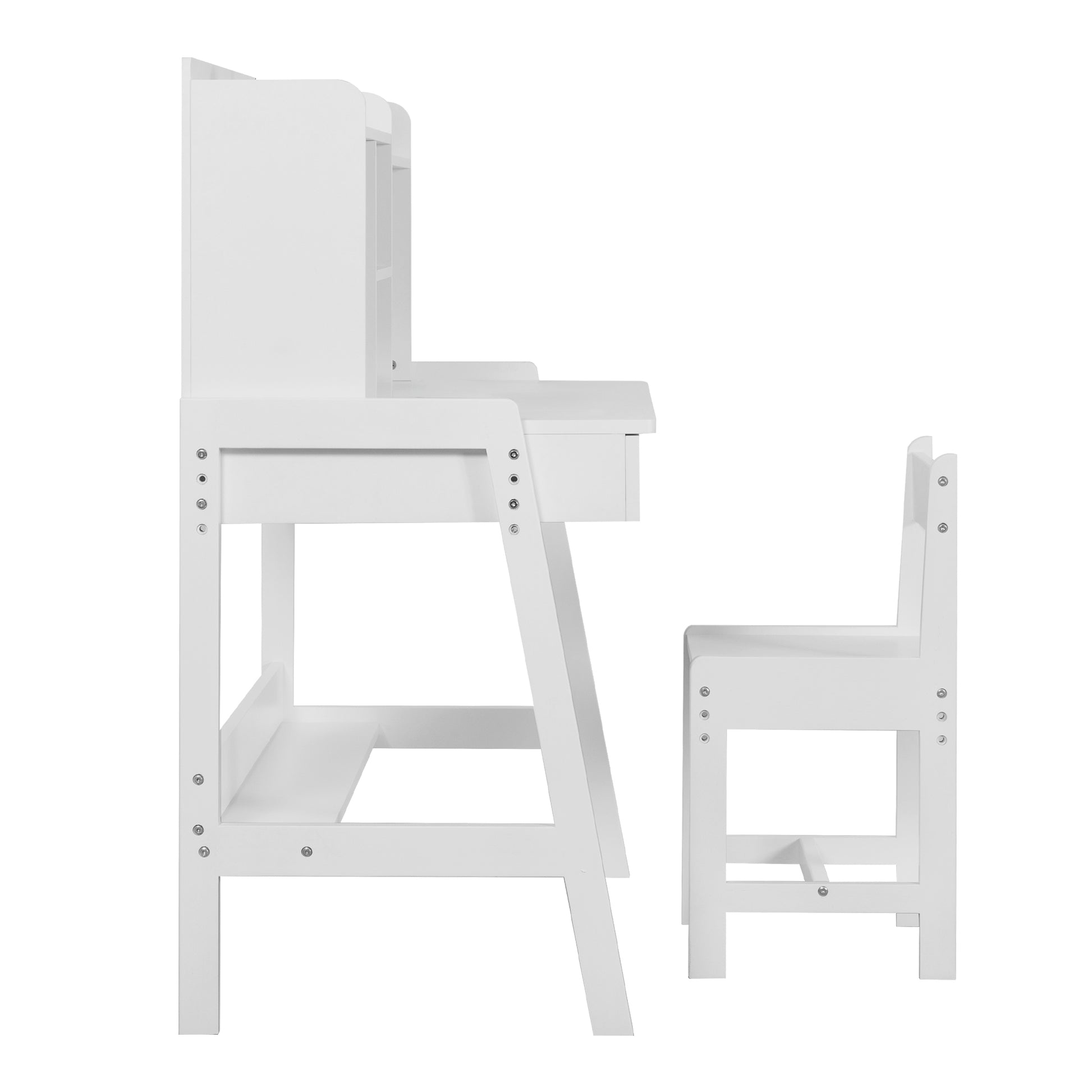 Modern Classic Desk, Children'S Desk, Solid Wood Desk, Bedroom Boy And Girl Family Desk And Chair Set, Compact, Multi Space Available, Multi Color Optional, Multi Storage Space, Color:White White Light Brown Desk And Chair Set Study Classic Pine