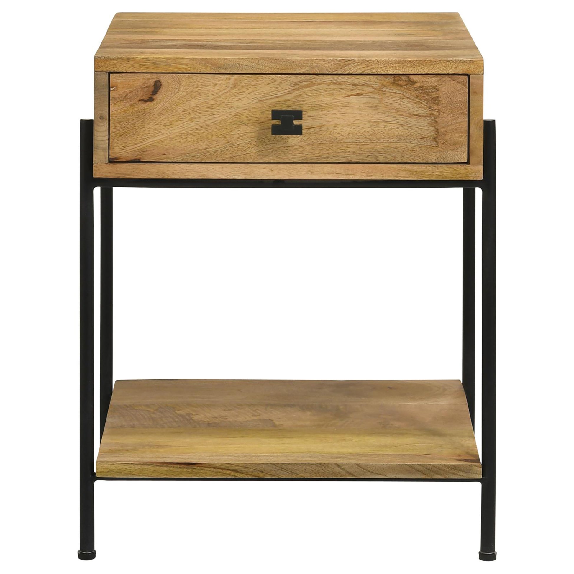 Natural Mango 1 Drawer Accent Table With Bottom Shelf Brown Primary Living Space Farmhouse,Rustic Mango Rectangular Drawers Coffee & End Tables Wood