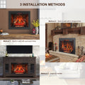 33 Inch Infrared Electric Fireplace Insert, Touch Panel Home Decor Heater, Smokeless Firebox With Trim Kit Powder Coated Electric Antique Black Vent Free Primary Living Space Yes Insert Tempered Glass Sheet Metal Plastic Electric