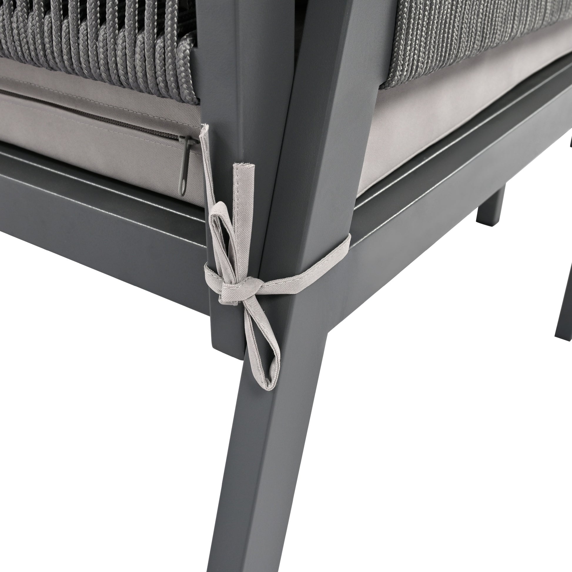 K&K 4 Piece Rope Patio Furniture Set, Outdoor Furniture With Tempered Glass Table, Patio Conversation Set Deep Seating With Thick Cushion For Backyard Porch Balcony Grey Yes Complete Patio Set Grey Weather Resistant Frame Fade Resistant Cushion Garden &