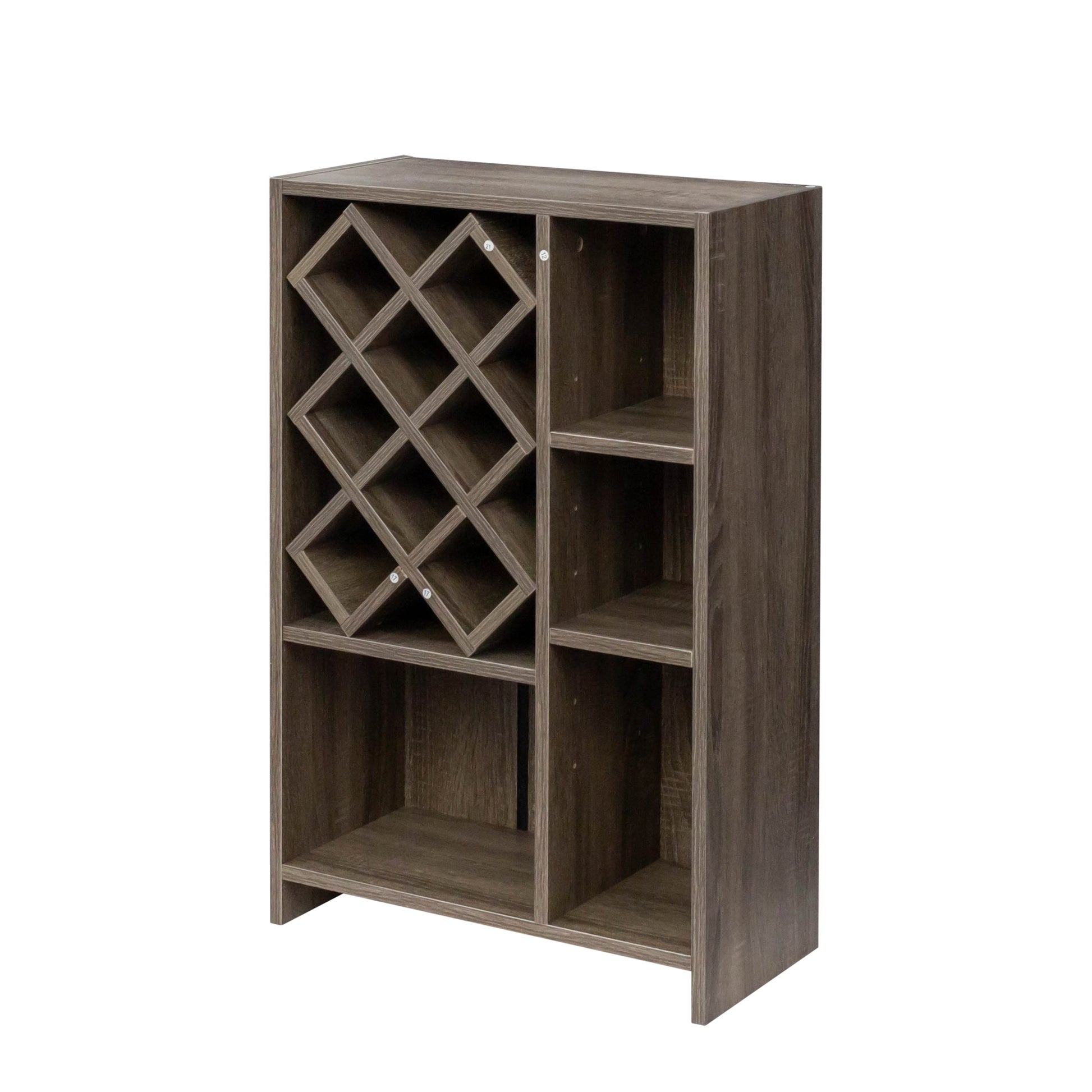 Kitchen Bar Table With Storage Shelves Dark Oak Mdf