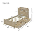 Twin Size Storage Platform Bed Frame With With Two Drawers And Light Strip Design In Headboard,Oak Twin Natural Solid Wood Mdf