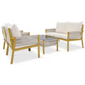 K&K 4 Piece Rope Patio Furniture Set, Outdoor Furniture With Tempered Glass Table, Patio Conversation Set Deep Seating With Thick Cushion For Backyard Porch Balcony Beige&Mustard Yellow Yes Complete Patio Set Beige Yellow Weather Resistant Frame Fade