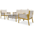 K&K 4 Piece Rope Patio Furniture Set, Outdoor Furniture With Tempered Glass Table, Patio Conversation Set Deep Seating With Thick Cushion For Backyard Porch Balcony Beige&Mustard Yellow Yes Complete Patio Set Beige Yellow Weather Resistant Frame Fade