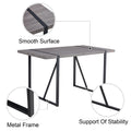 Industrial Rectangular Mdf Material Gray Dining Table With Texture, Equipped With A 1.57 Inch Thick Tabletop And Black Metal Legs, Used For Writing Desks, Kitchen Terraces, Dining Rooms 1529 Grey Mdf