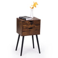 Ightstand With 2 Drawers, Bedside Tables With Solid Wood Legs And Storage, End Table, Side Table, Bedside Furniture For Bedroom, Living Room, Rustic Brown Rustic Brown Mdf