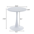 Modern 23.6'' Diameter Solid Metal Base White Round End Table White Steel