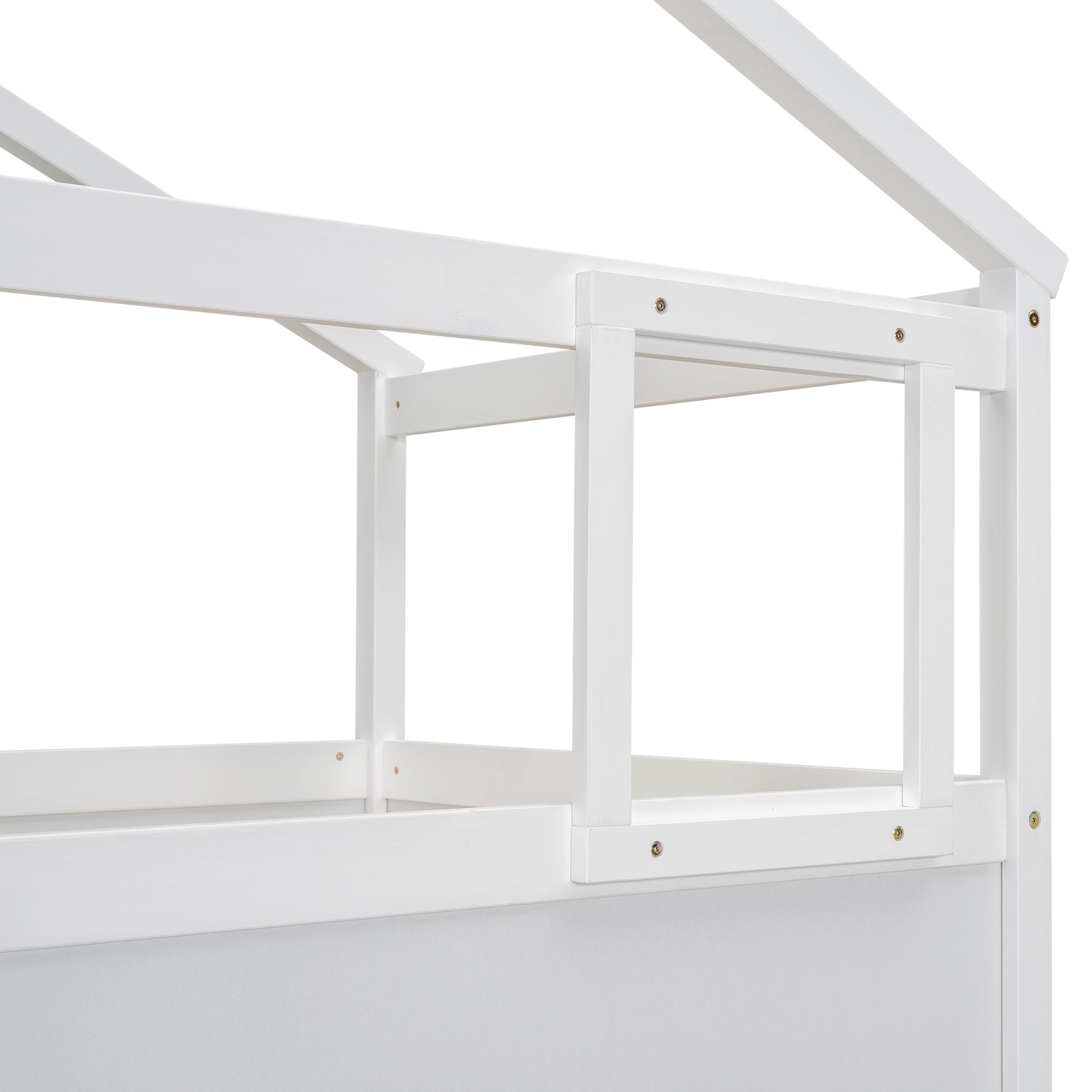 Twin Over Full House Bunk Bed With Storage Staircase And Blackboard,White Old Sku: Gx001701Aak Box Spring Not Required White Wood Bedroom Bunk Pine