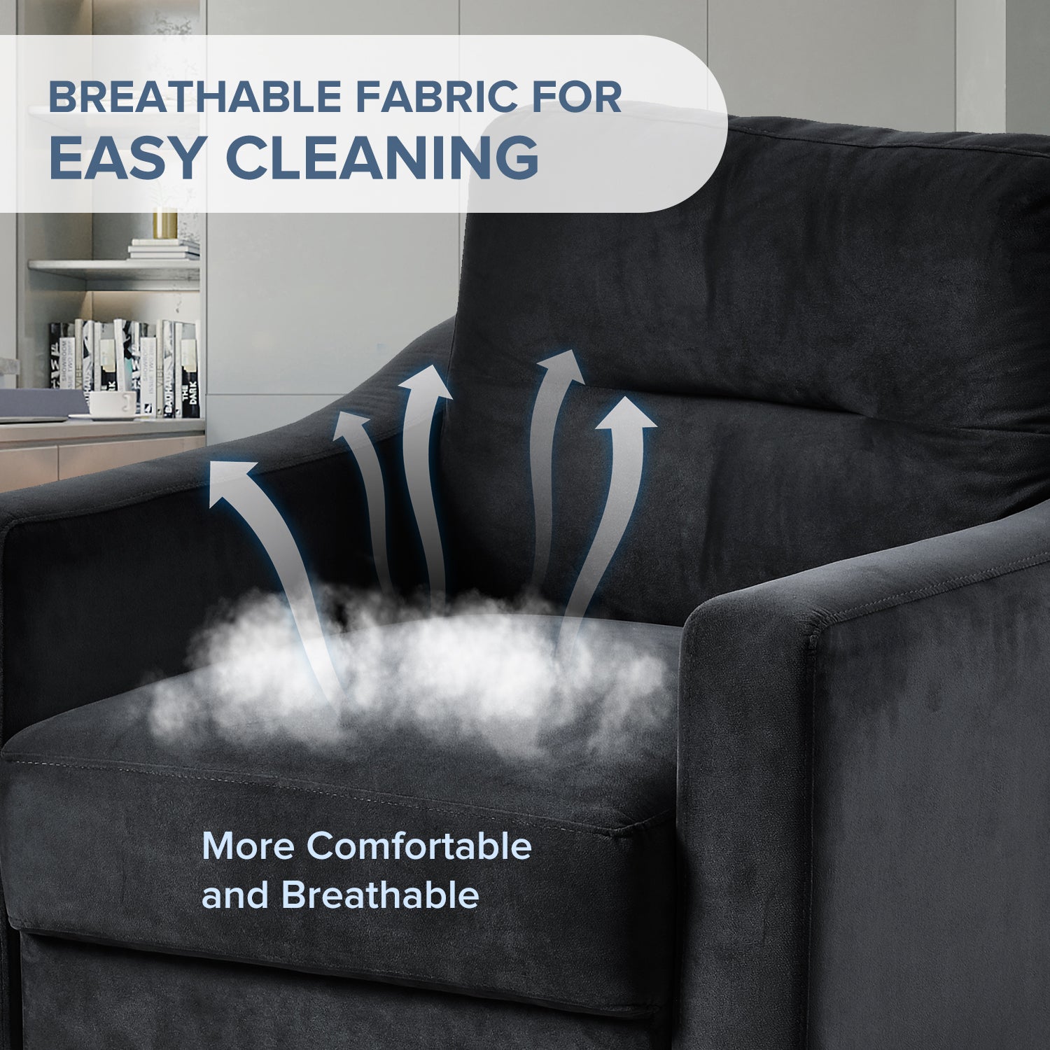 Couch Comfortable Sectional Couches And Sofas For Living Room Bedroom Office Small Space Black Velvet 1 Seat